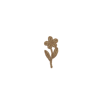 Metallic Glamour Gold Flower Cotton and Lurex Applique - 2.375" x 1"