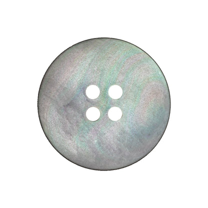 Antique Silver and Fair Green Iridescent 4-Hole Narrow Rim Shell Button - 40L/25.5mm Detail