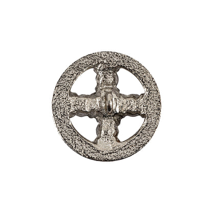 Italian Crystal Rhinestones and Silver Metal Shank Back Button - 34L/21.5mm Detail