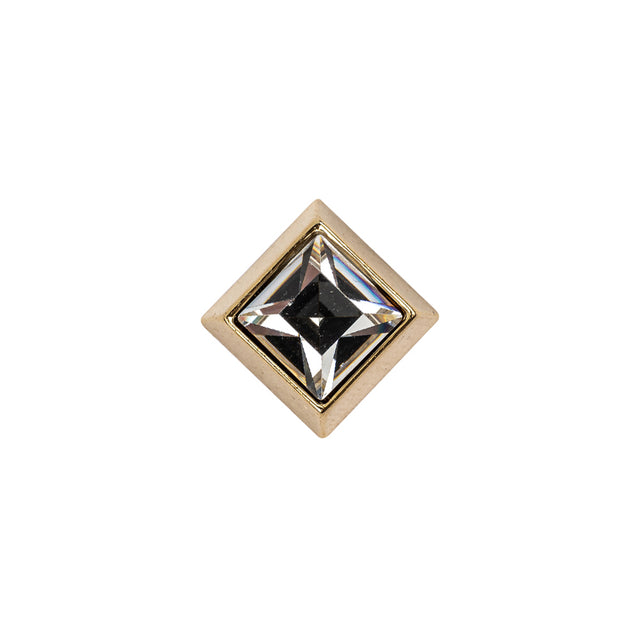 Italian Crystal Rhinestones and Metallic Gold Square Shank Back Button - 24L/15mm