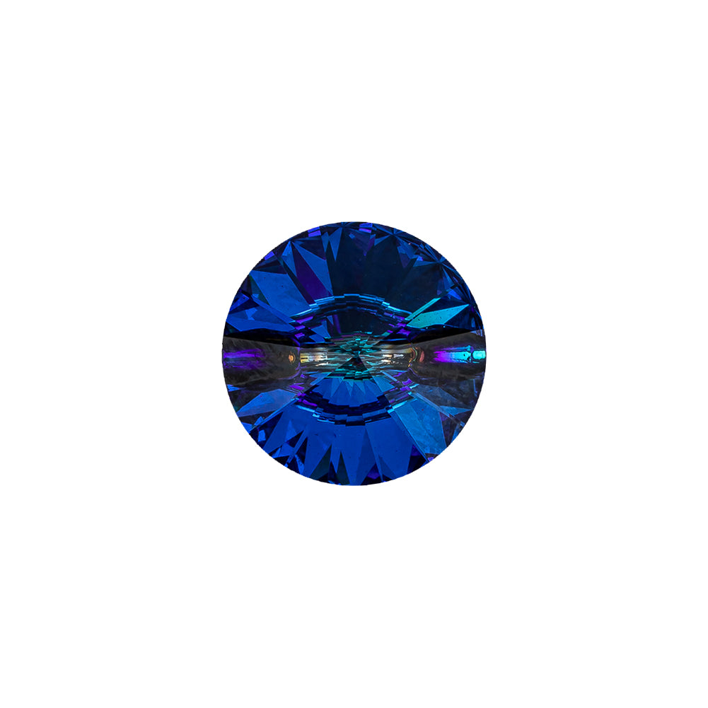 Vintage Swarovski Bermuda Blue and Gunmetal Unfoiled Self Back Button - 22L/14mm