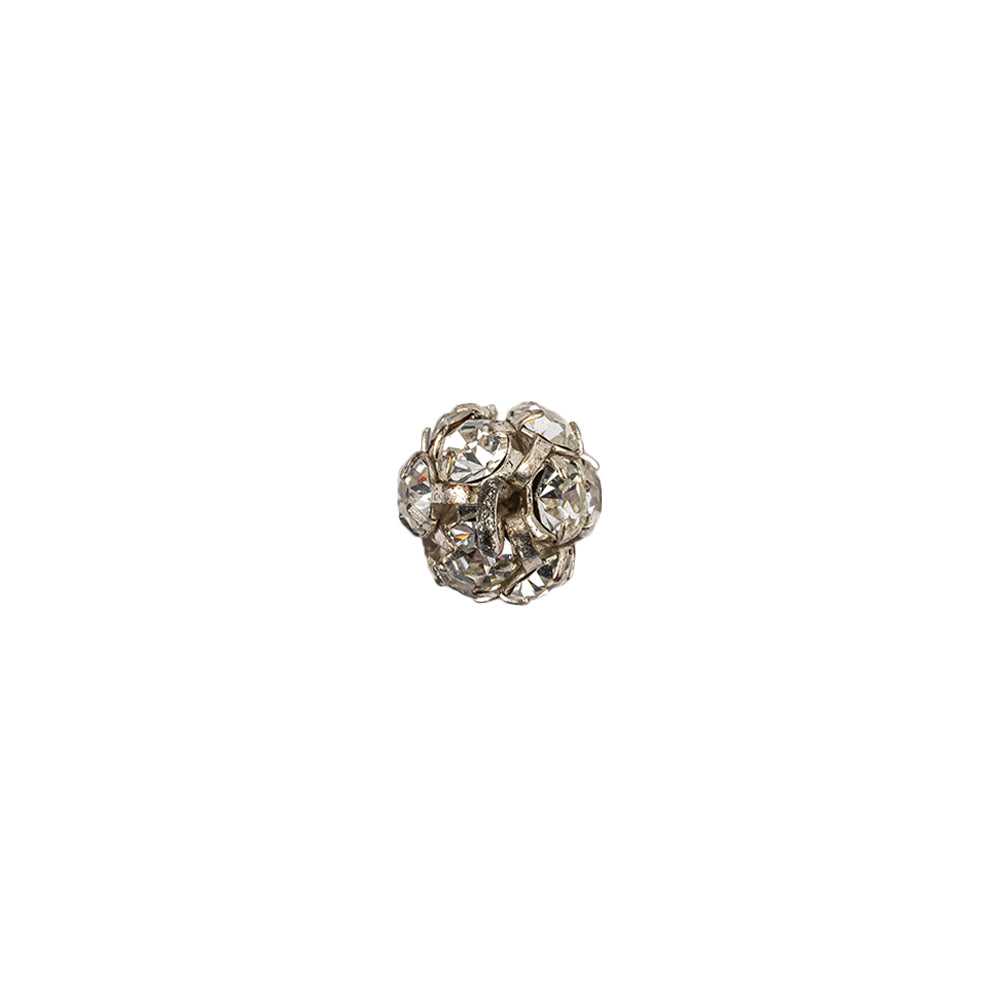 Vintage Swarovski Crystal Rhinestones and Silver Metal Shank Back Ball Button - 13L/8mm Detail