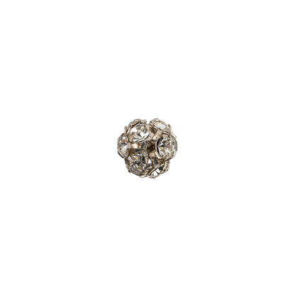 Vintage Swarovski Crystal Rhinestones and Silver Metal Shank Back Ball Button - 13L/8mm Detail