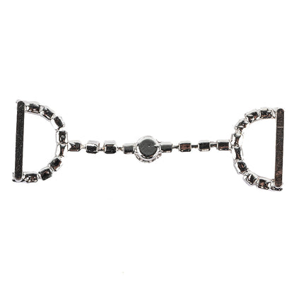 Vintage Swarovski Crystal Rhinestones and Silver Metal Dress Trim Ornament - 0.875" x 2.625" Detail