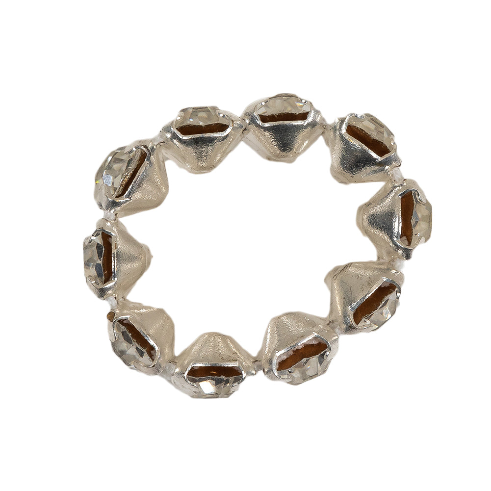 Vintage Crystal and Silver Two-Row Rhinestone Ring - 0.375" Detail