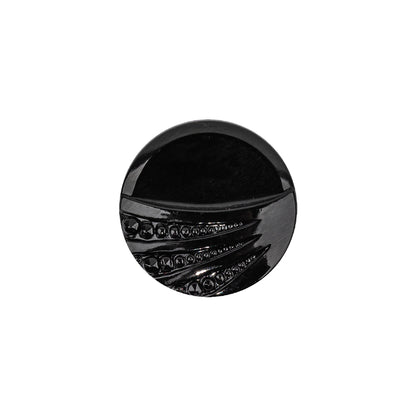 Vintage Black Classical Shank Back Glass Button - 28L/18mm