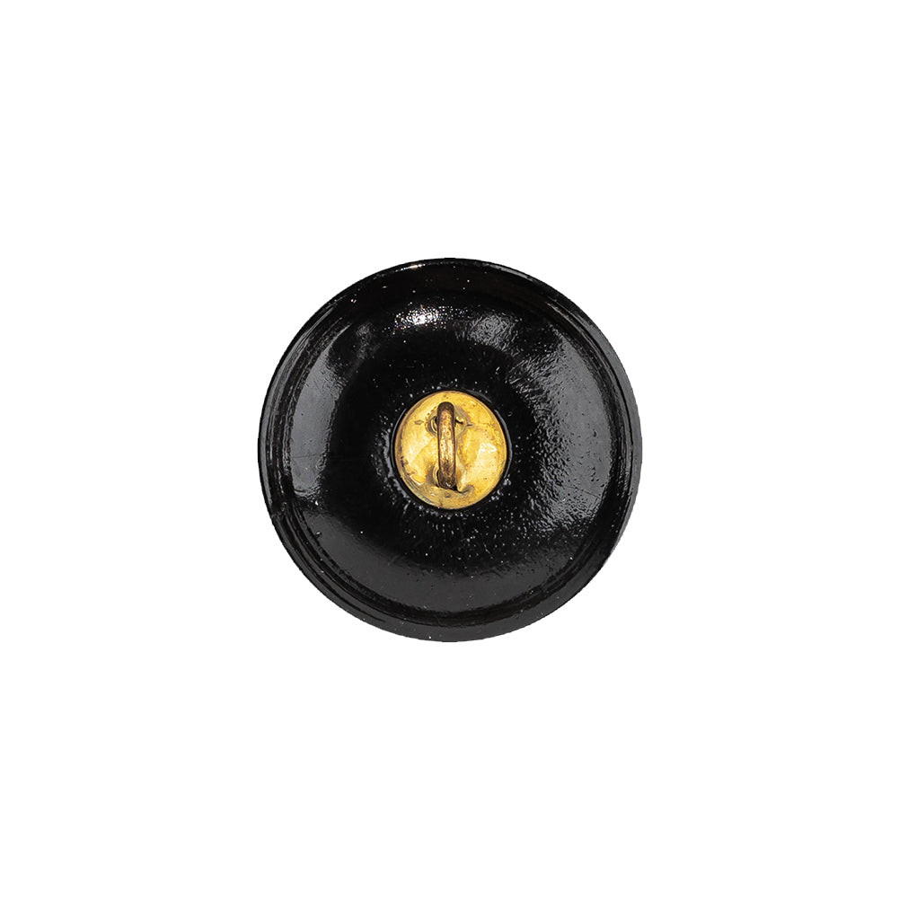 Vintage Black Floral Shank Back Glass Button - 28L/18mm Detail