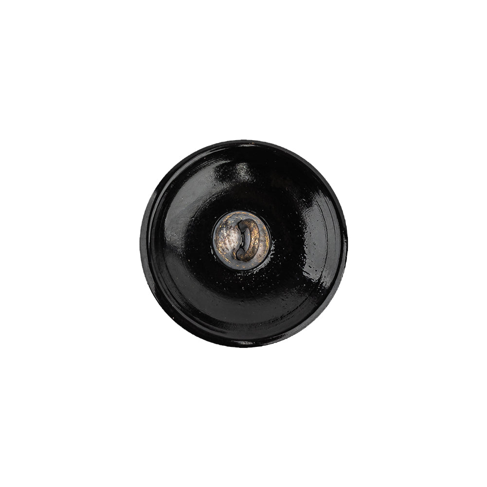 Vintage Gold and Black Floral Shank Back Glass Button - 28L/18mm Detail