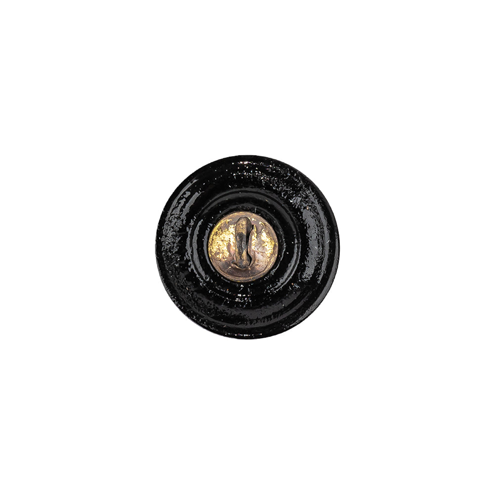 Vintage Gold and Black Floral Shank Back Glass Button - 22L/14mm Detail