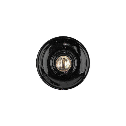 Vintage Blue Iris and Black Classical Shank Back Glass Button - 28L/18mm Detail