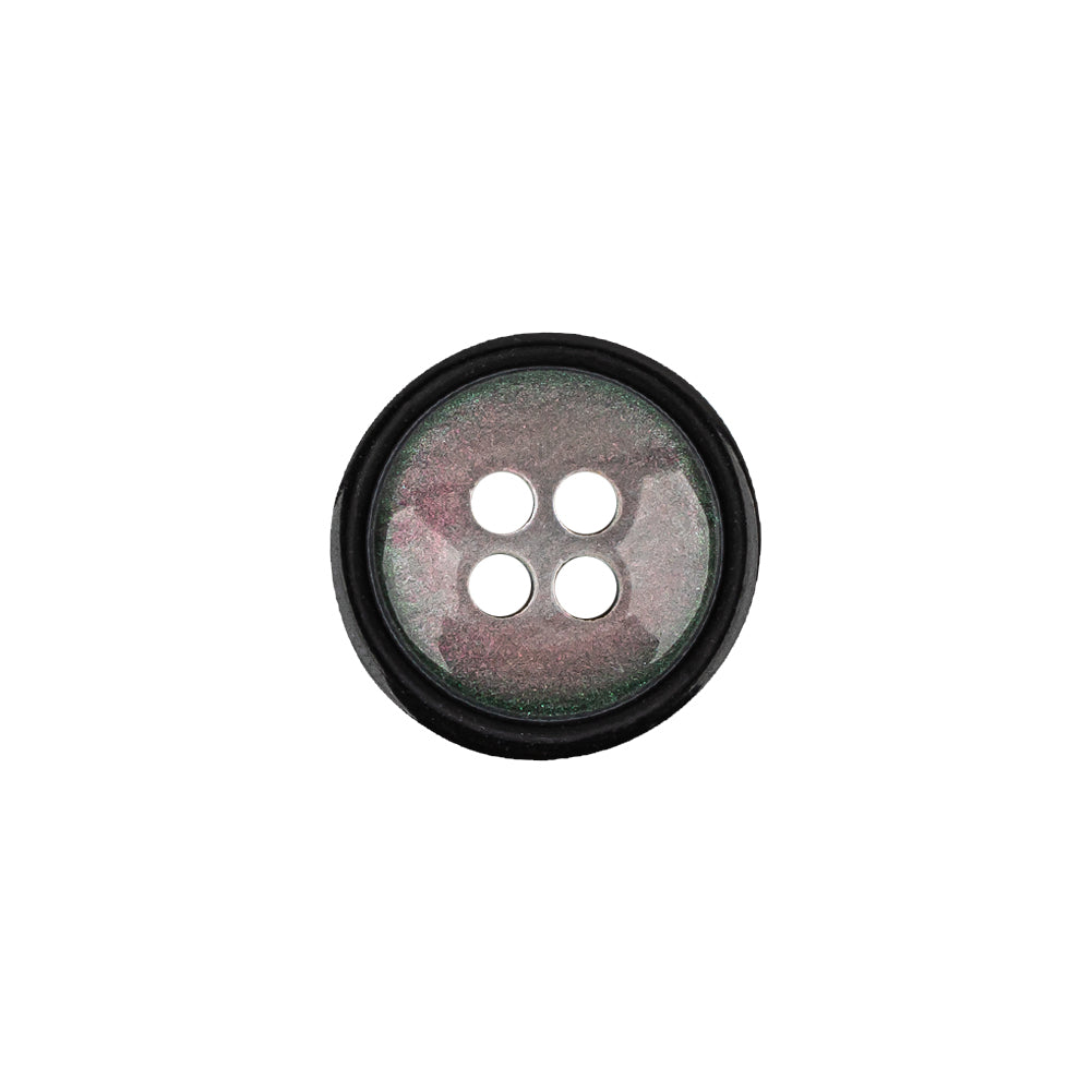 Italian Pink, Green and Smoke 4-Hole Domed Button - 24L/15mm