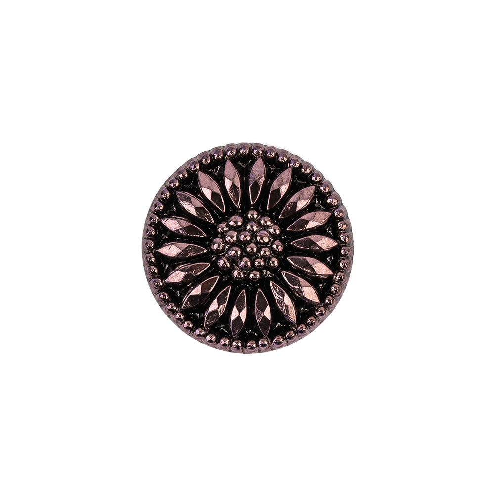 Vintage Amethyst Floral Shank Back Glass Button - 28L/18mm