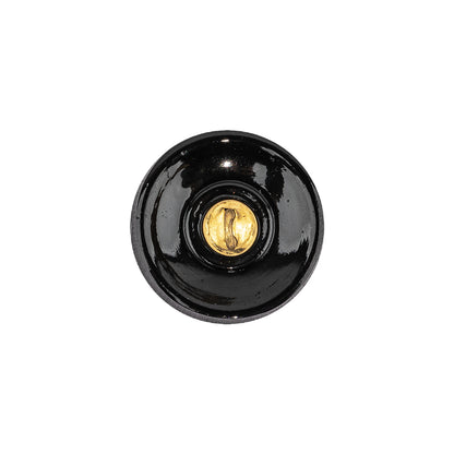 Vintage Black Classical Shank Back Glass Button - 28L/18mm Detail