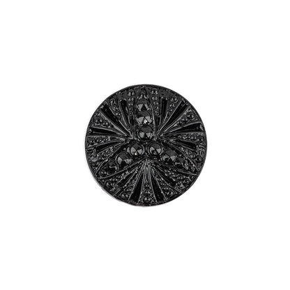 Vintage Black Classical Shank Back Glass Button - 28L/18mm