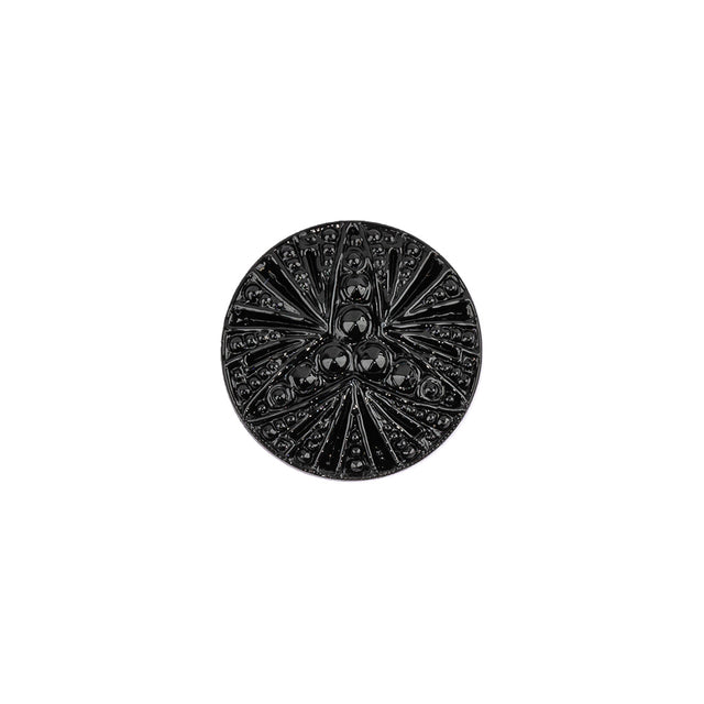 Vintage Black Classical Shank Back Glass Button - 22L/14mm