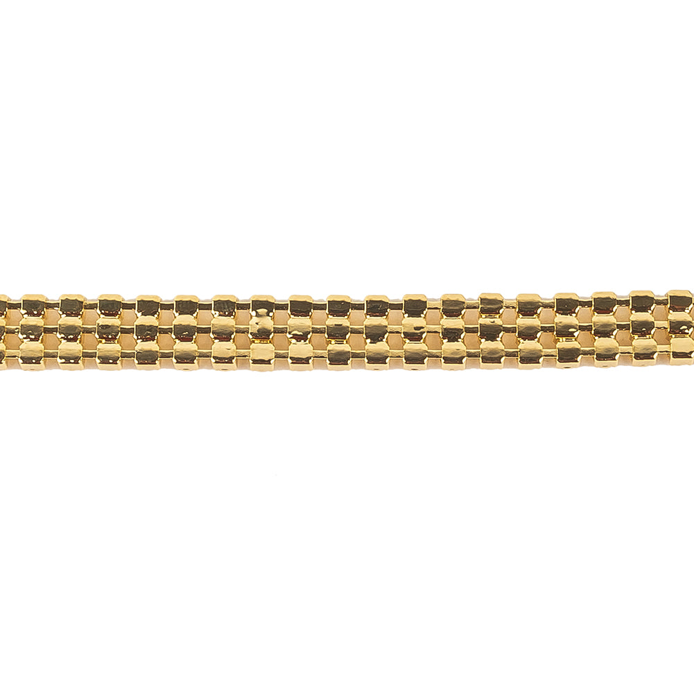 Vintage Three Row Gold Tone Rhinestones on Metal Mesh Trimming - 0.375" Detail