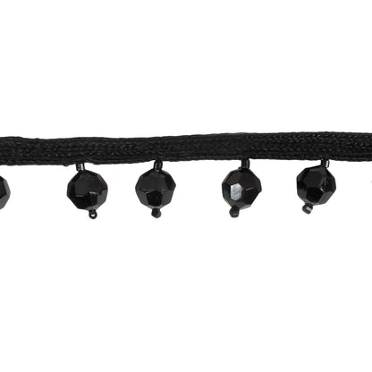 Vintage Black Faceted Bead Fringe - 0.875" Detail
