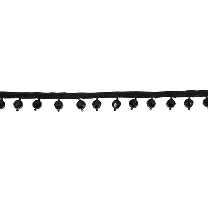 Vintage Black Faceted Bead Fringe - 0.875"