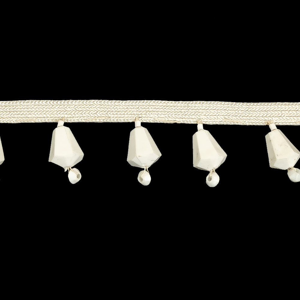 Vintage Chalk White and Ivory Beaded Fringe - 1" Detail