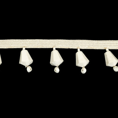 Vintage Chalk White and Ivory Beaded Fringe - 1" Detail
