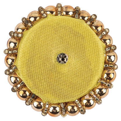 Vintage Gold and Rose Pearl Beaded Applique - 1.5" x 1.5" Detail