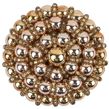 Vintage Gold and Rose Pearl Beaded Applique - 1.5" x 1.5"