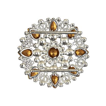 Vintage Crystal Rhinestones and Delicate Silver Metal Open Framework Ornament - 3.375" Detail