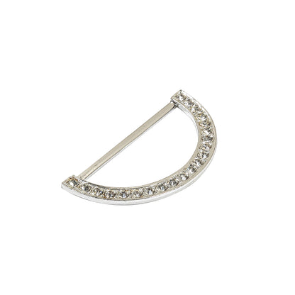 Vintage Rhinestone and Silver Half-Circle D-Ring - 2.5" X 1.25" Detail