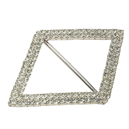 Vintage Czech Crystal Rhinestones and Silver Metal Diamond Slider - 3.25" x 4.375" Folded