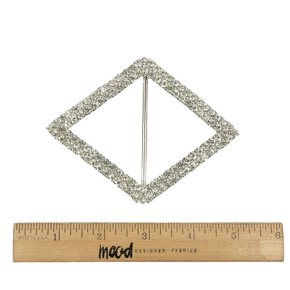 Vintage Czech Crystal Rhinestones and Silver Metal Diamond Slider - 3.25" x 4.375" Full