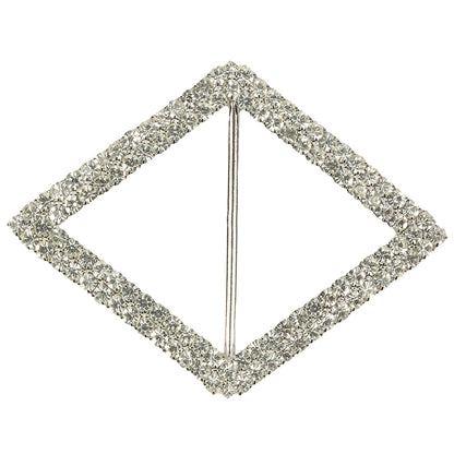 Vintage Czech Crystal Rhinestones and Silver Metal Diamond Slider - 3.25" x 4.375"