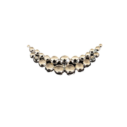 Vintage Crystal Rhinestones and Silver Metal Half Smile Dress Ornament - 0.875" x 3" Detail