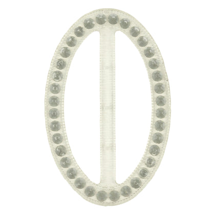 Vintage Crystal Rhinestones and Clear Oval Plastic Slider - 2.625" x 1.75" Detail