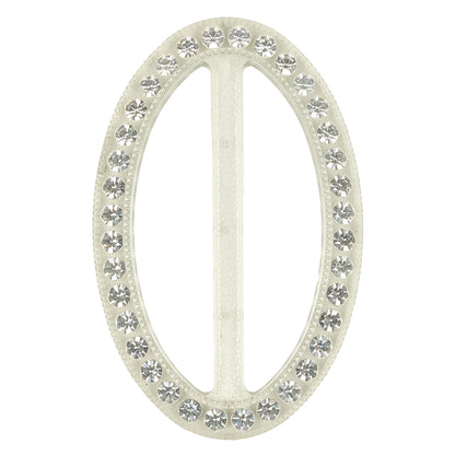 Vintage Crystal Rhinestones and Clear Oval Plastic Slider - 2.625" x 1.75"
