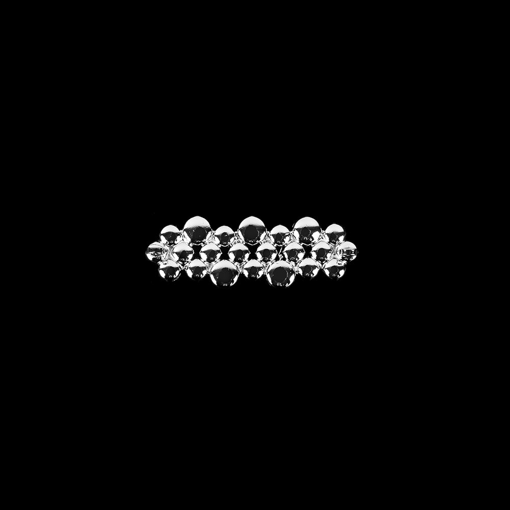 Vintage Czech Crystal Rhinestones and Silver Metal Abstract Ornament - 2.125" x 0.75" Folded