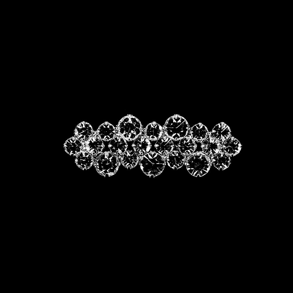 Vintage Czech Crystal Rhinestones and Silver Metal Abstract Ornament - 2.125" x 0.75" Detail