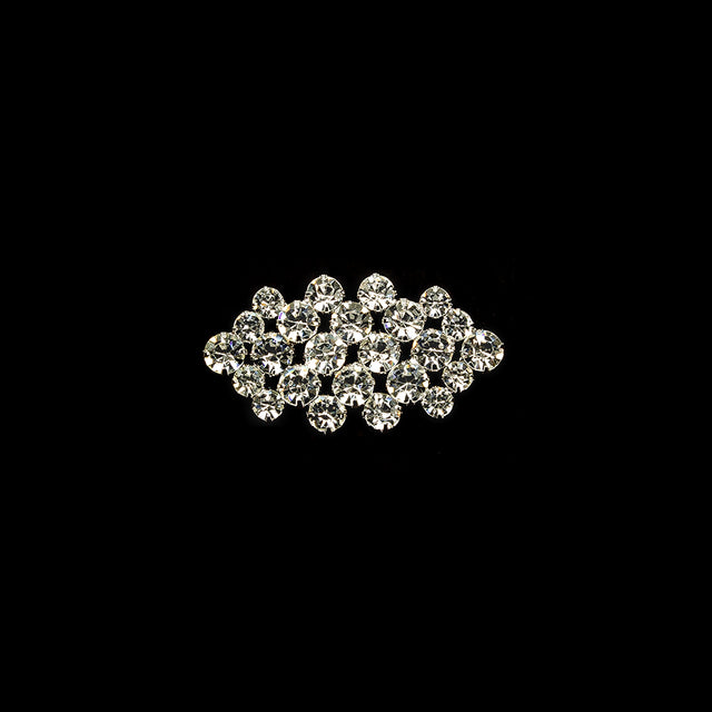 Vintage Czech Crystal Rhinestones and Silver Metal Abstract Ornament - 2.125" x 1.125"