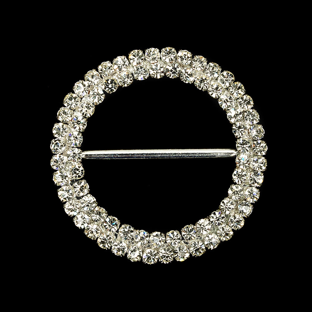 Vintage Two-Row Czech Crystal Rhinestones and Silver Metal Slider - 2.375" x 2.375" - Detail - Image 3 of 4