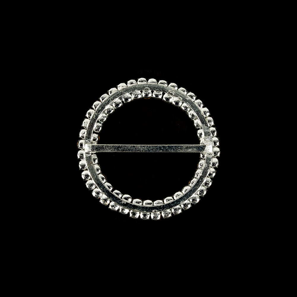 Vintage Two-Row Czech Crystal Rhinestones and Silver Metal Slider - 2.375" x 2.375" Folded
