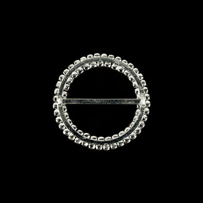 Vintage Two-Row Czech Crystal Rhinestones and Silver Metal Slider - 2.375" x 2.375" Folded