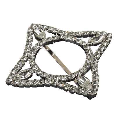 Vintage Crystal Rhinestones and Silver Four Pointed Star Slider - 3.5" Detail