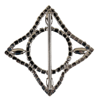 Vintage Crystal Rhinestones and Silver Four Pointed Star Slider - 3.5" Full