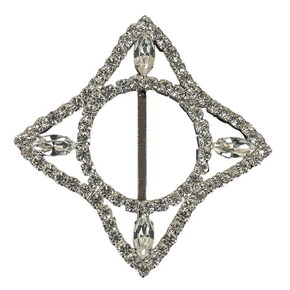 Vintage Crystal Rhinestones and Silver Four Pointed Star Slider - 3.5"