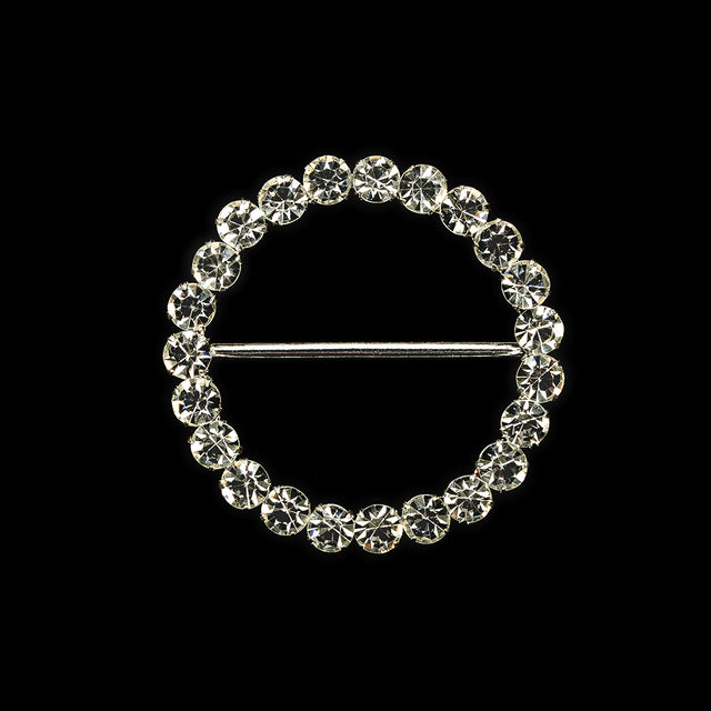 Vintage Czech Crystal Rhinestones and Silver Metal Slider - 2.875" x 2.875"