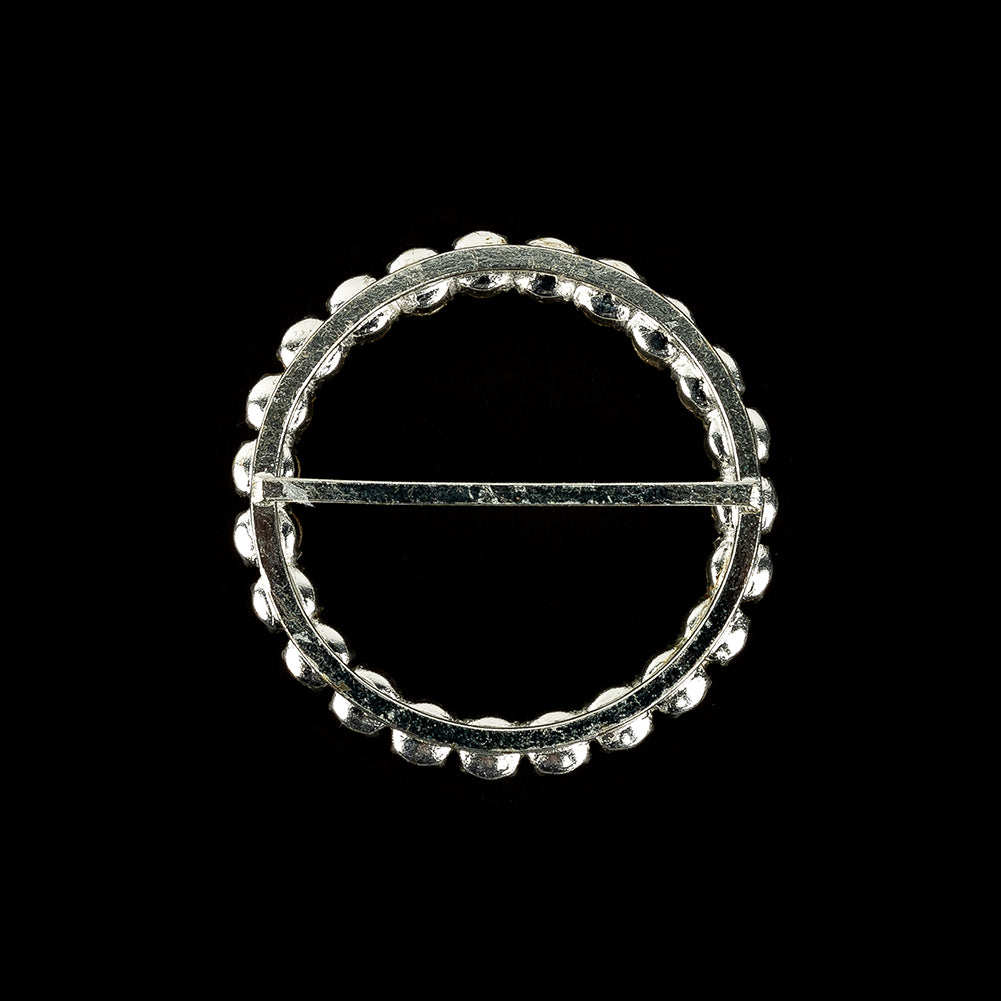 Vintage Czech Pearl and Silver Metal Slider - 2.875" x 2.875" Folded