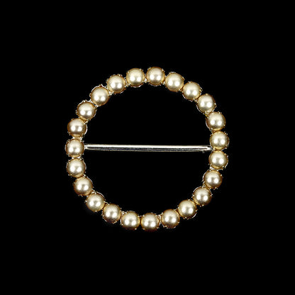 Vintage Czech Pearl and Silver Metal Slider - 2.875" x 2.875"