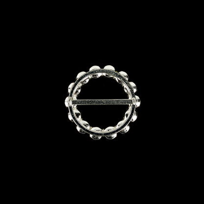 Vintage Czech Pearl and Silver Metal Slider - 1.875" x 1.875" Detail