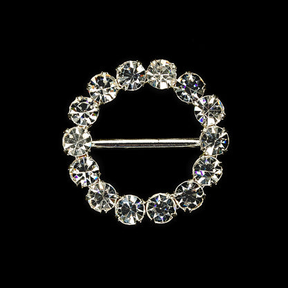 Vintage Czech Crystal Rhinestones and Silver Metal Slider - 1.875" x 1.875"