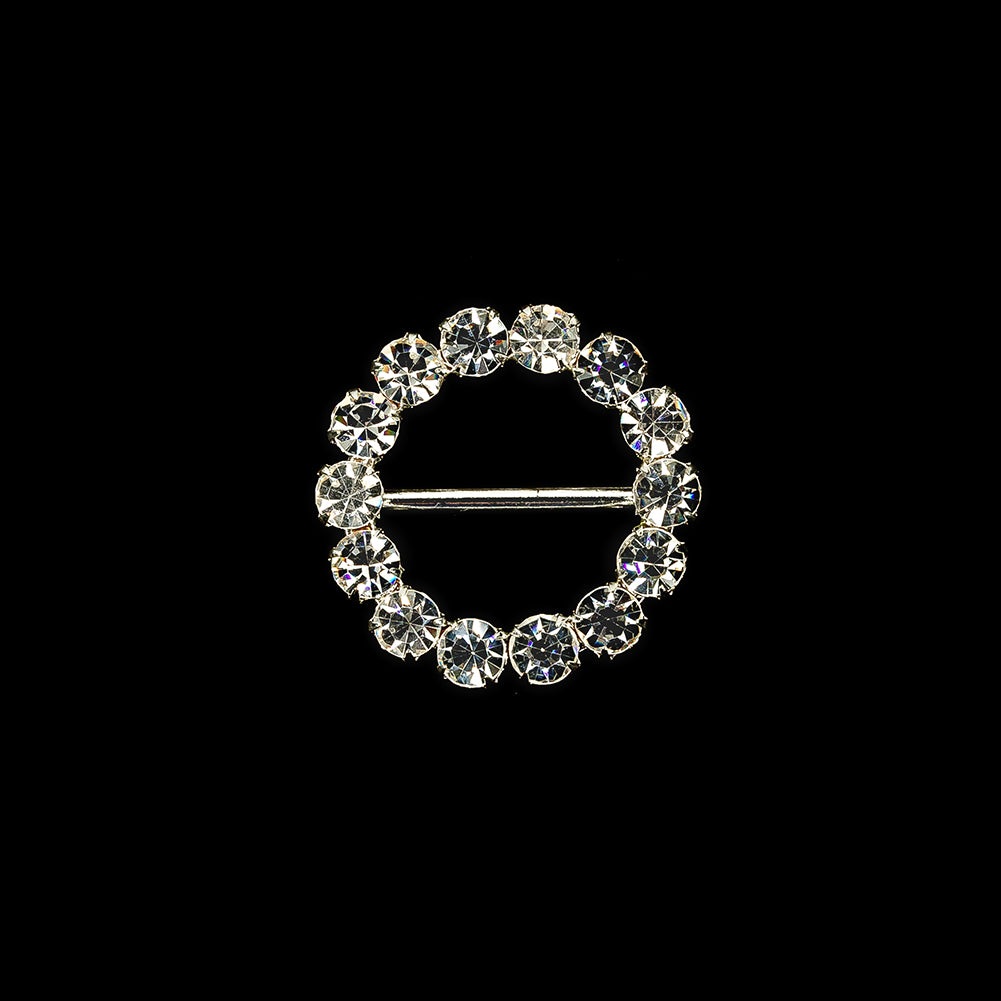 Vintage Czech Crystal Rhinestones and Silver Metal Slider - 1.875" x 1.875"