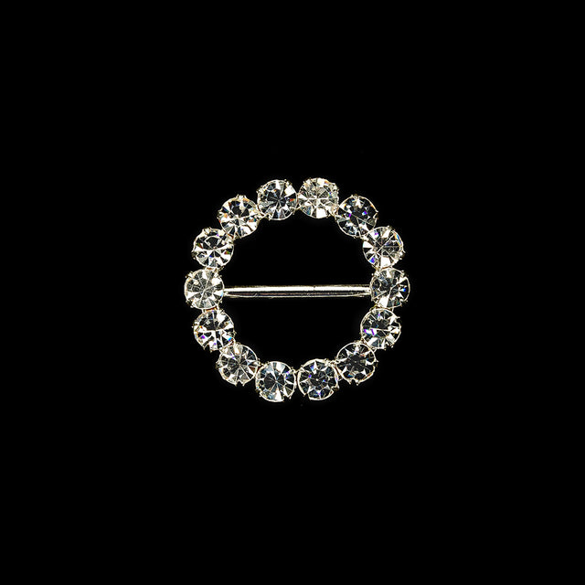 Vintage Czech Crystal Rhinestones and Silver Metal Slider - 1.875" x 1.875"